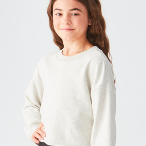 Studio Essentials Girls Raw-Edge Crop Crewneck Sweater