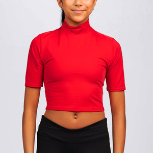 Ladies Half Sleeve Mock Neck Crop Top