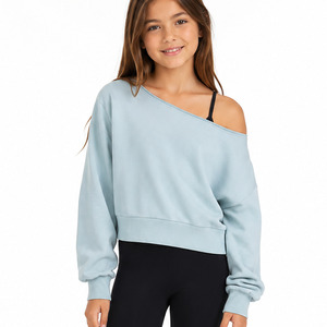 Studio Essentials French Terry Off Shoulder Crop Sweater