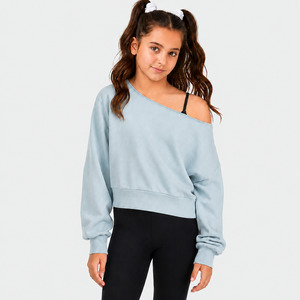 Studio Essentials French Terry Off Shoulder Crop Sweater
