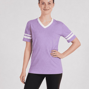 Unisex Sleeve Stripe V-Neck T-Shirt