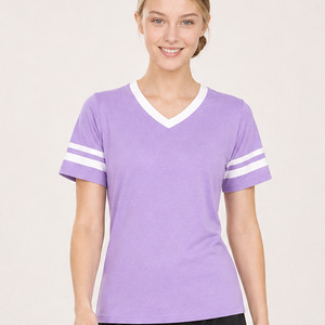 Unisex Sleeve Stripe V-Neck T-Shirt