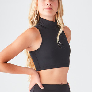 Girls Sleeveless Mock Neck Crop Top