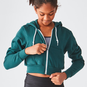 Studio Essentials Crop Full-Zip Fleece Hoodie