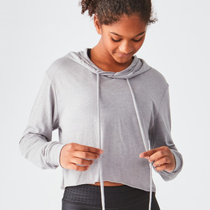 Studio Essentials Lightweight Raw-Edge Crop Hoodie