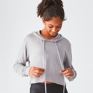 Studio Essentials Lightweight Raw-Edge Crop Hoodie